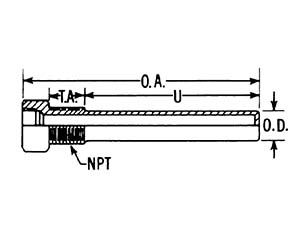 F type thermowells without lagging