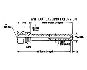 K type thermowells without lagging