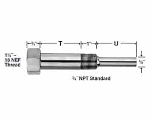 Thermowells for Adjustable Angle Thermometers with lagging